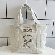 Load image into Gallery viewer, Peanuts Snoopy Corduroy Tote Bag - I Woke Up This Cute
