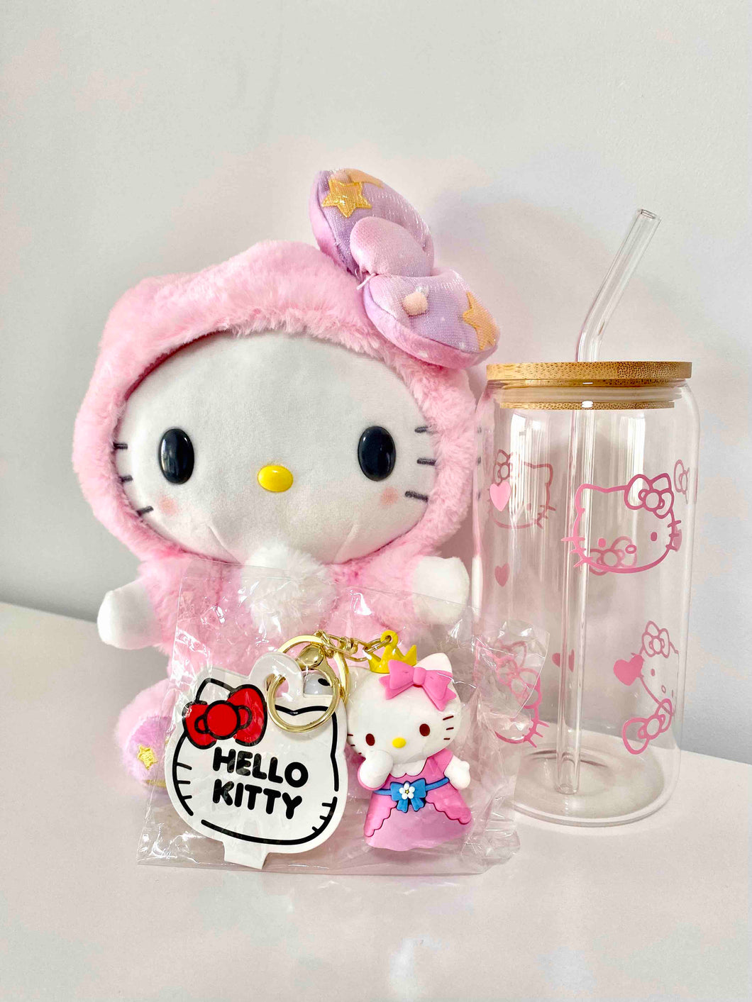 Hello Kitty Bundle | Plush | Glass Cup | Keyring