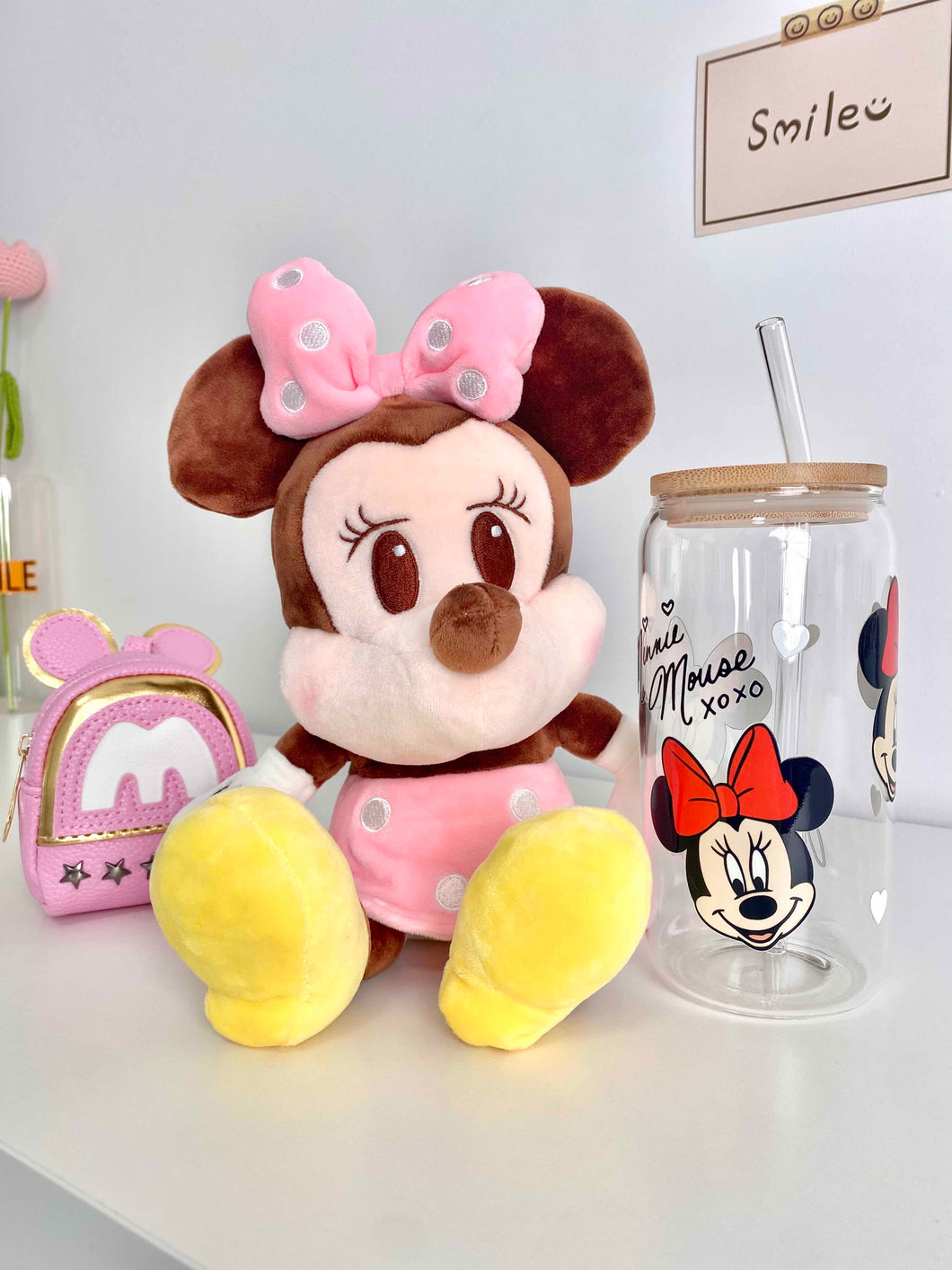 Minnie Mouse Bundle | Plush + Glass | Coin Bag
