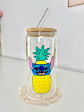 Load image into Gallery viewer, Stitch Glass Can 16+OZ | Sunflower Stitch | Toothless Stitch | Pineapple Stitch
