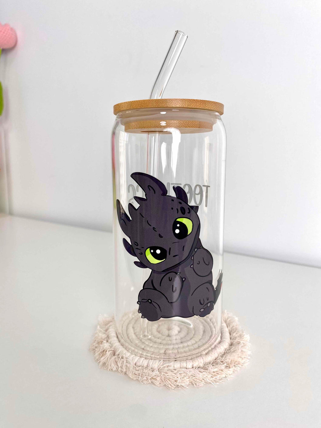 Toothless Glass Can 16+OZ | Toothless and Stitch