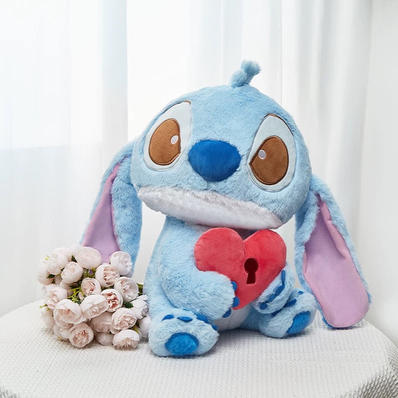 Jumbo Stitch Holding Heart Plushie | Angel Plushie | Lock and Key