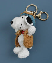 Load image into Gallery viewer, Crochet Pilot Snoopy Keychain | Amigurumi Keychain Handmade
