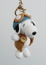 Load image into Gallery viewer, Crochet Pilot Snoopy Keychain | Amigurumi Keychain Handmade
