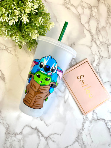 Stitch and Yoda / Frog Starbucks Cold Cup| Personalized Starbucks Cup - SugarMilkAngel