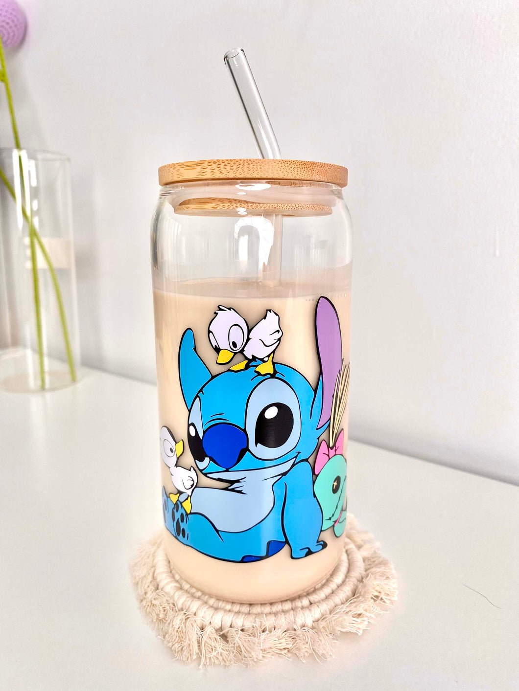 Stitch Glass Can 16+OZ | Stitch duck | Personalized Glass Cup